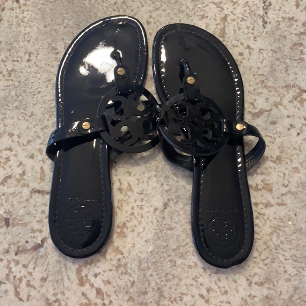 Tory Burch black patent sandals